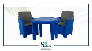 طقم حديقة انتريه رتان بالترابيزة ازرق